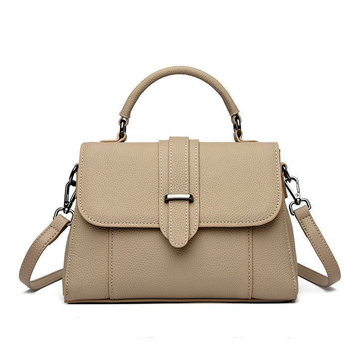 Elegant Leather Top Handle Handbag Bowlift