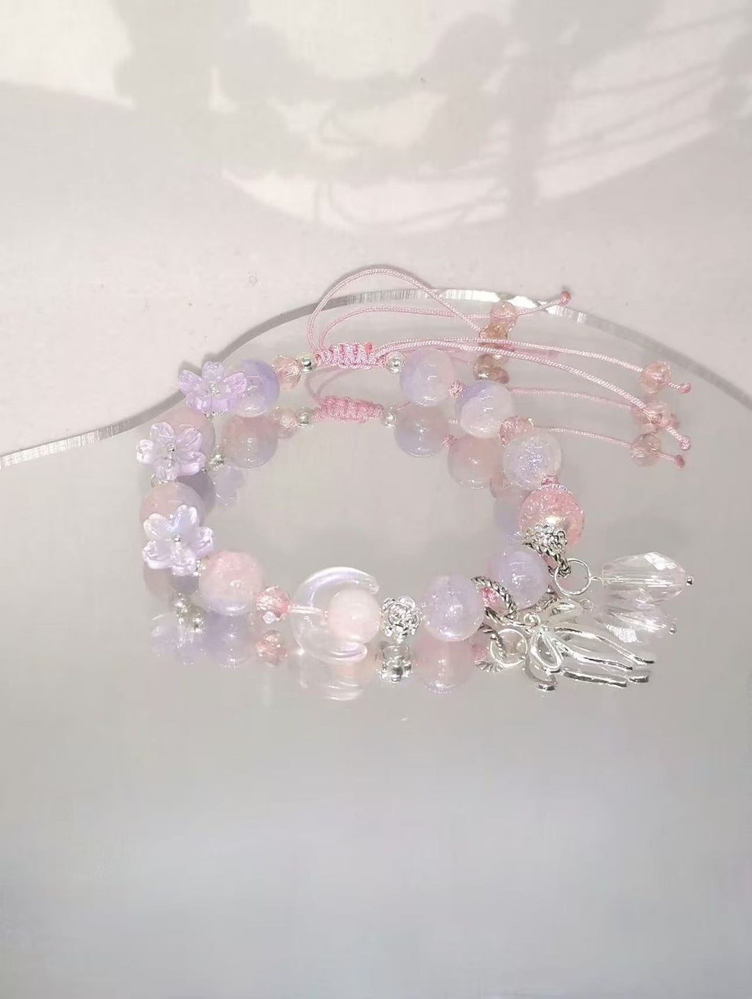 Handmade Floral Bead Charm Bracelet Bowlift
