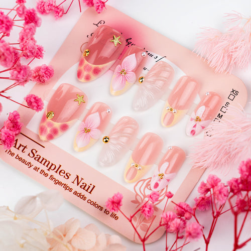 Decorative artificial nails with floral elements Bowlift