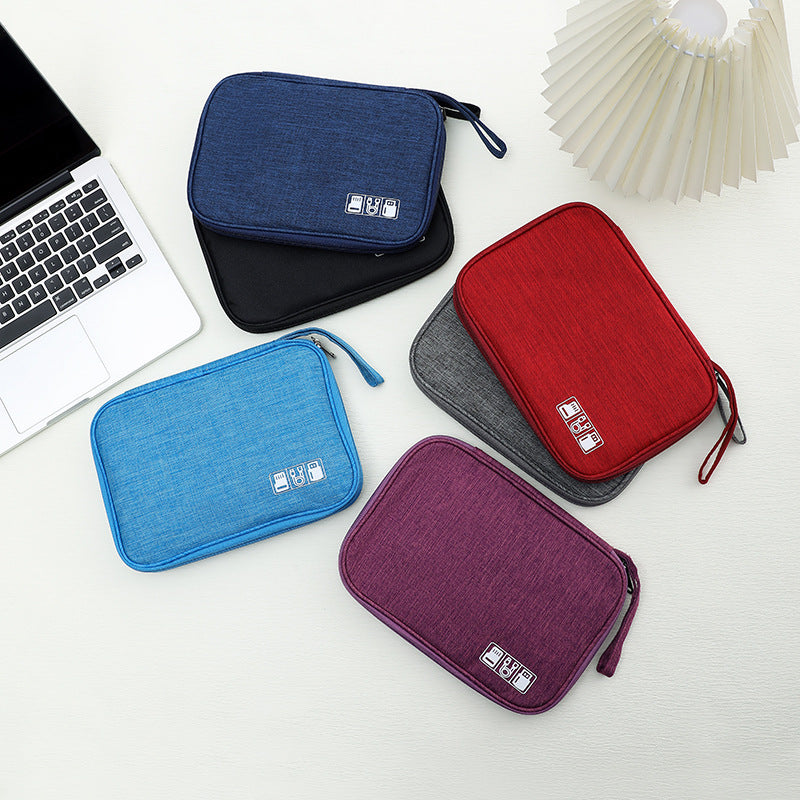 Padded Travel Electronics Organizer Pouch with Elastic Cable Loops & Mesh Pocket Bowlift