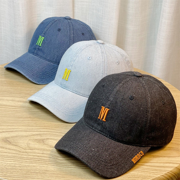 Men's Embroidered Denim Baseball Cap Bowlift
