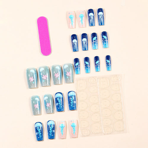 Jellyfish-Themed Acrylic Nail Art Set Bowlift