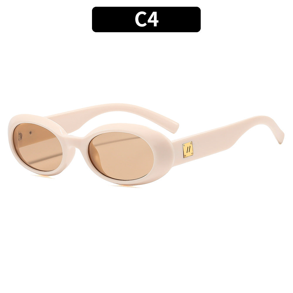 Elegant Retro Oval Frame Sunglasses