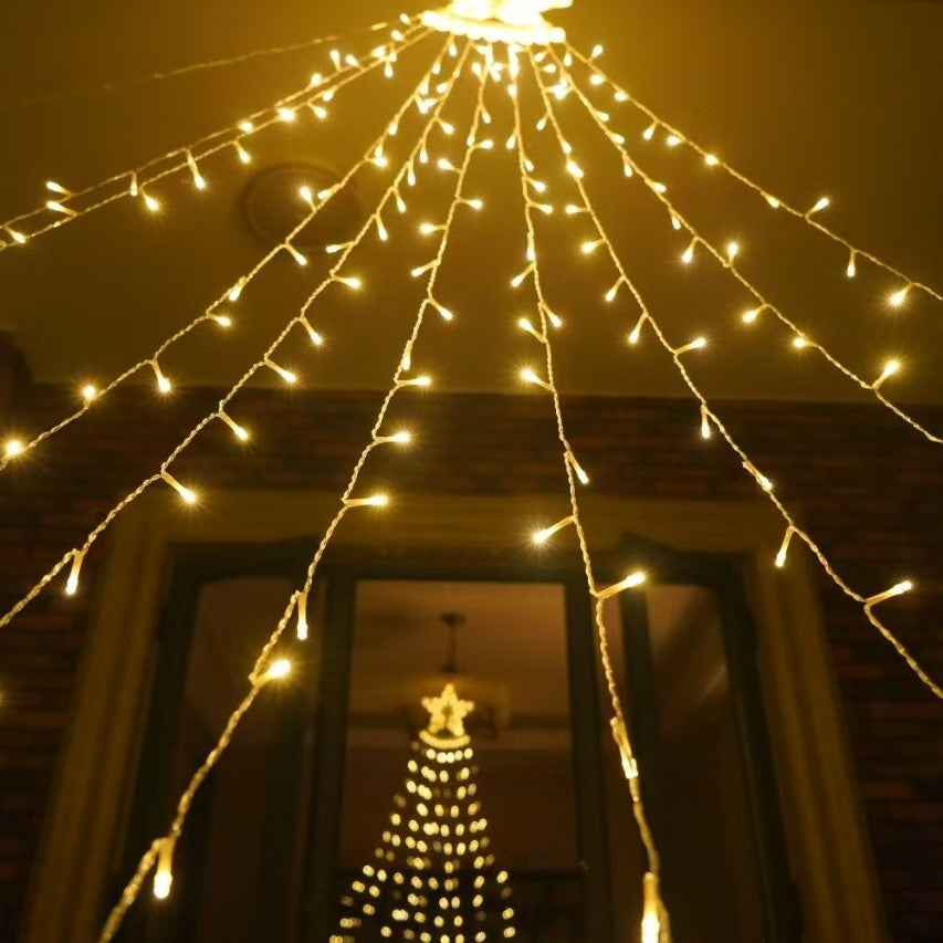 Decorative Star LED Wall Lamp With Warm Twinkle Tassel Fairy String Lights Bowlift
