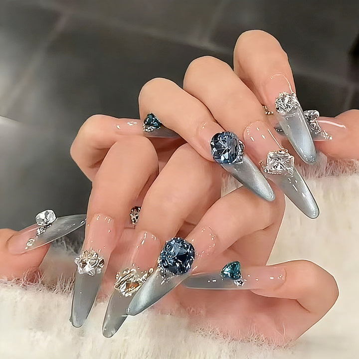 Glamorous artificial nail tips with crystal embellishments Bowlift