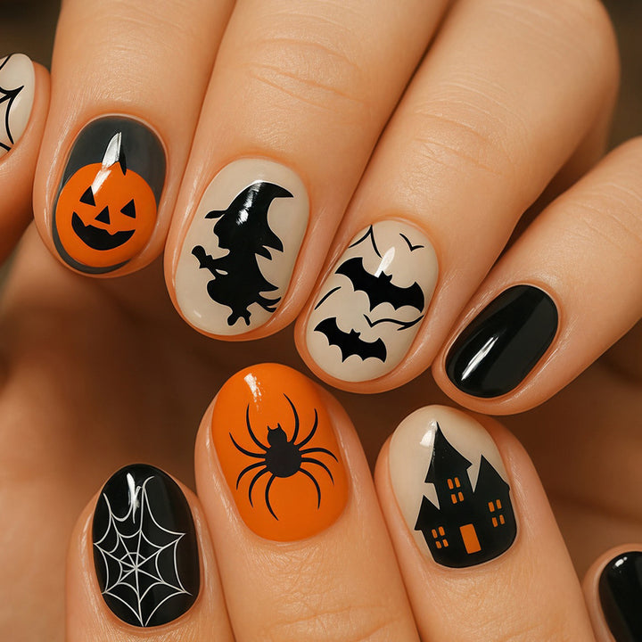 Halloween-Themed Press-On Nail Art Set Bowlift