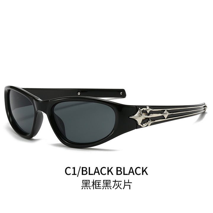 Women's sporty sunglasses in a modern design with a stylish metal frame Bowlift