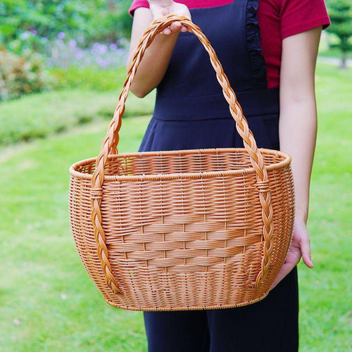Handwoven Natural Wicker Storage Basket Bowlift