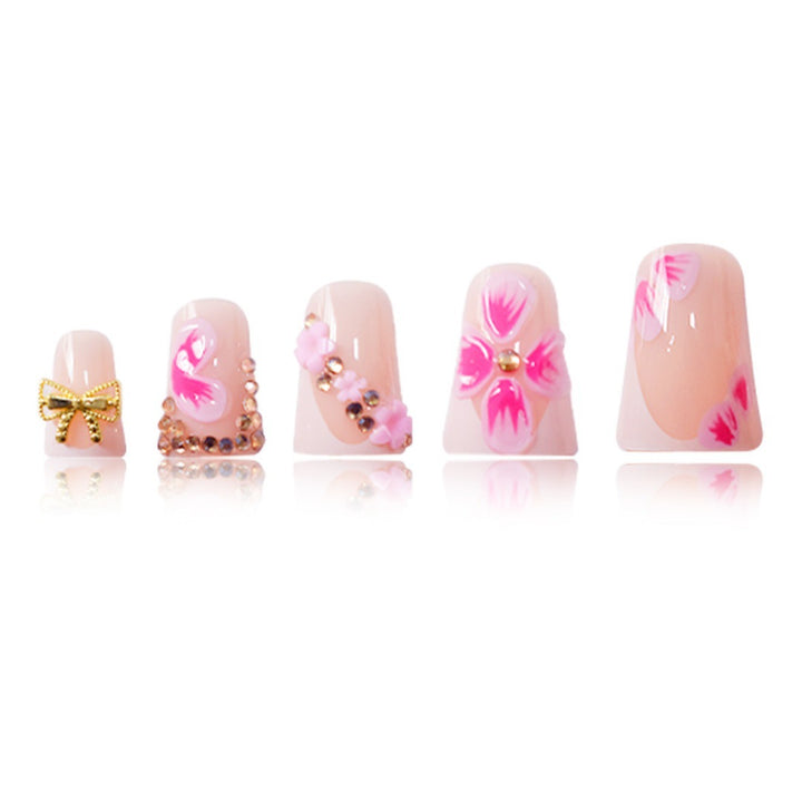 Decorative Floral Press-On Nail Art Enhancements Bowlift