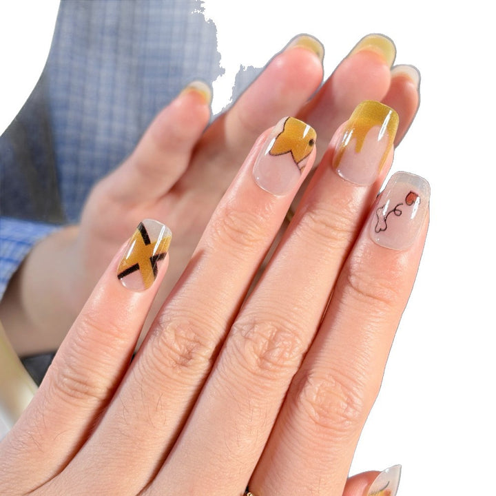 Artistic Press-On Nail Set with Unique Leopard Design Bowlift