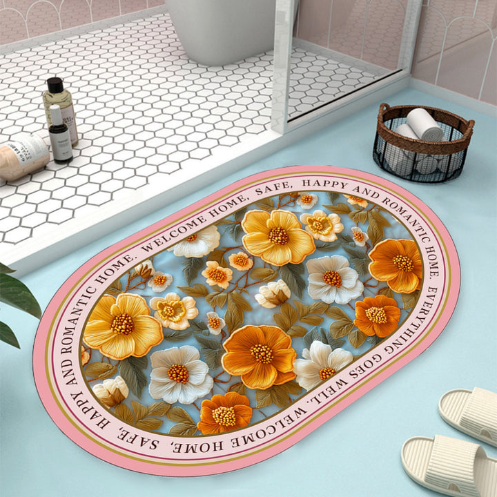 Floral Design Bath Mat Bowlift
