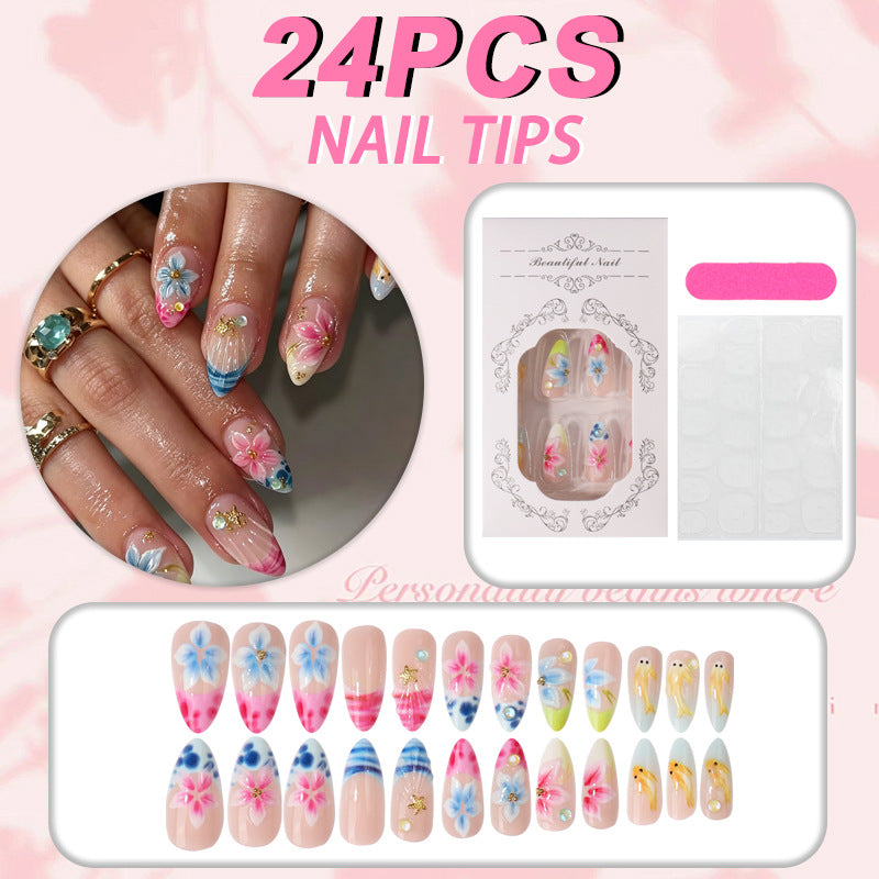 Artistic Floral Press-On Nail Collection Bowlift