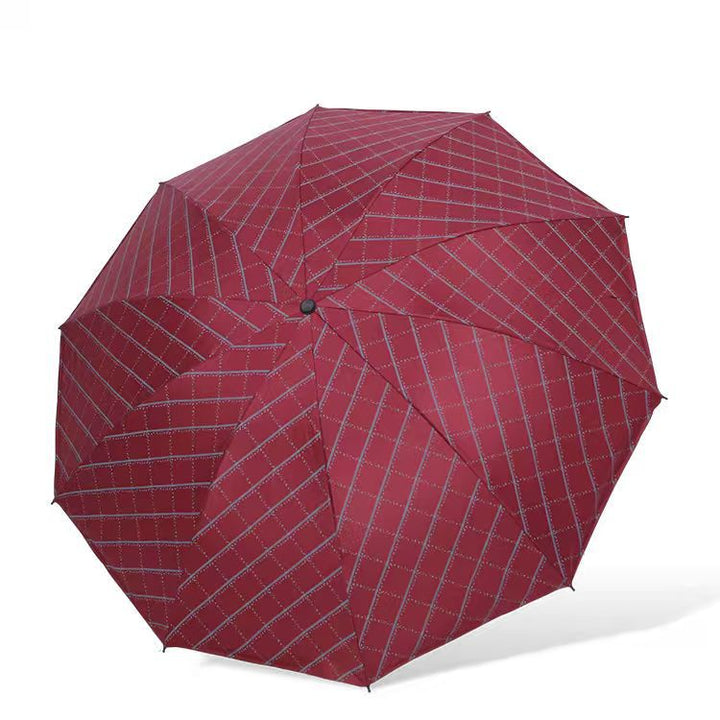 Compact Windproof Automatic Folding Umbrella with Geometric Grid Canopy Bowlift