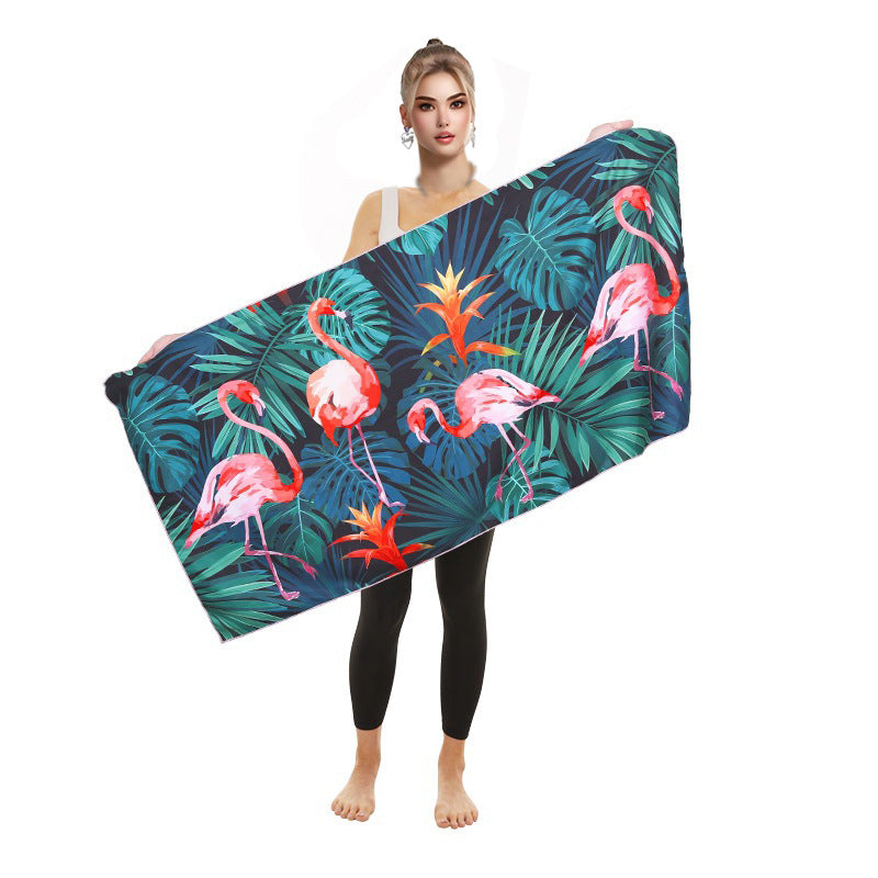 Women's beach towel with colorful flamingo pattern Bowlift
