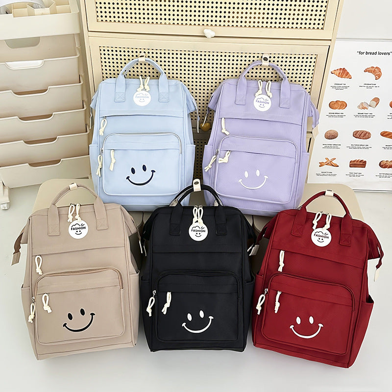 Trendy Multi-Pocket Smiley Face Backpack Bowlift
