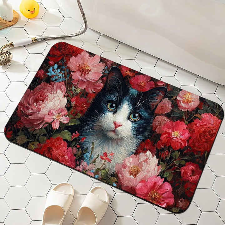Floral-Patterned Comfort Bath Mat Bowlift
