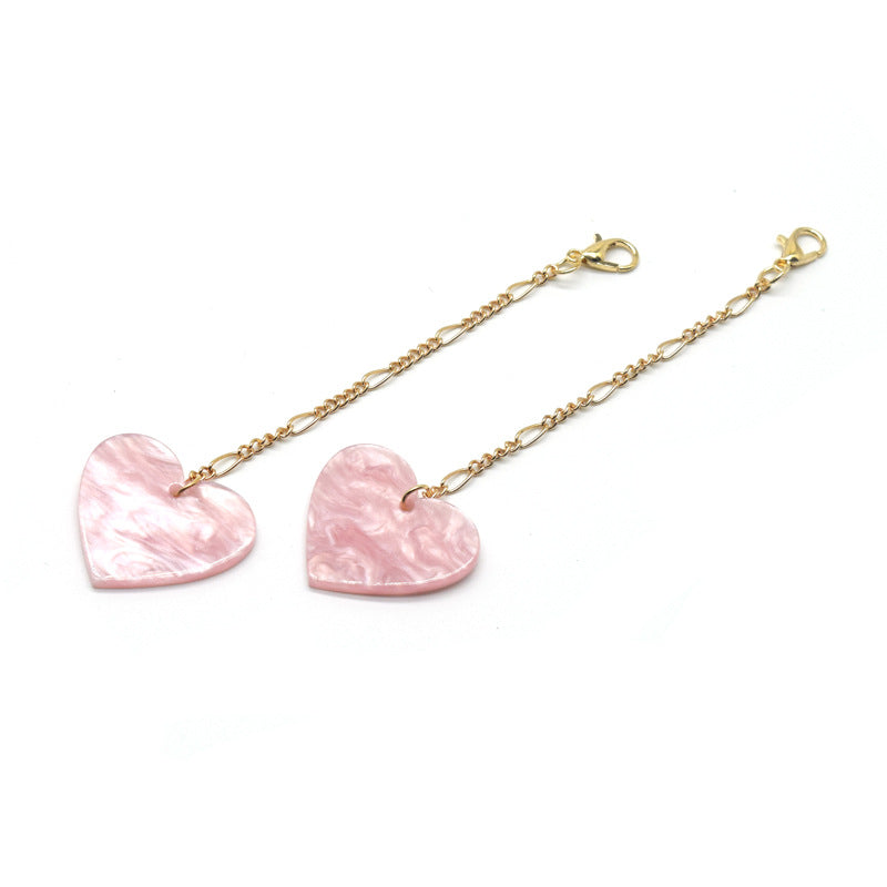 Heart-Shaped Dangle Earrings with Golden Chain Bowlift