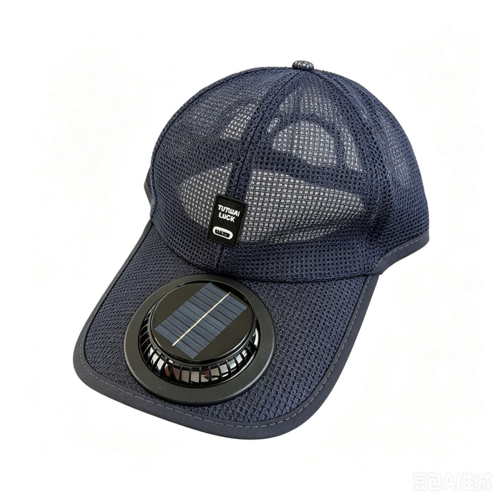 Sun protection cap with integrated solar fan Bowlift