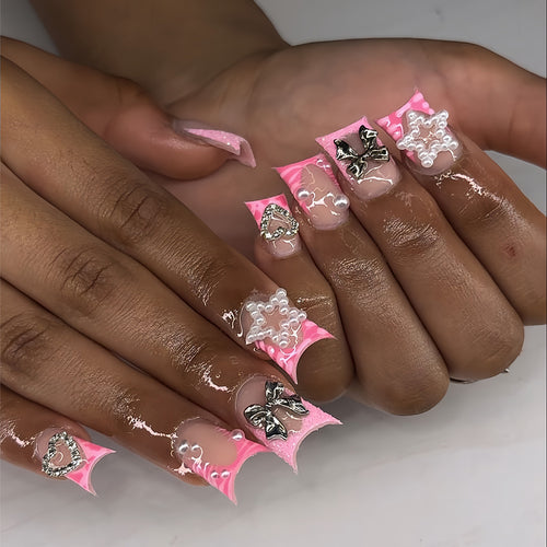 Decorative Press-On Nail Extensions with 3D Accents Bowlift