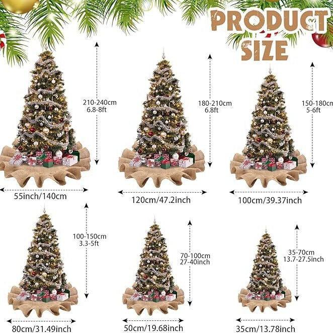 Rustic Christmas tree skirt with ruffle detail Bowlift