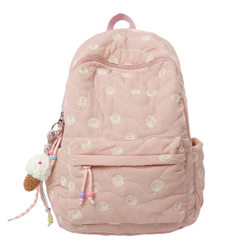 Quilted Embroidered Backpack