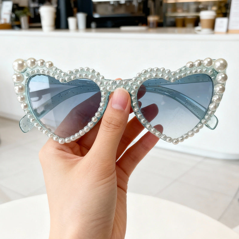 Heart-Shaped Pearl-Detail Sunglasses Bowlift
