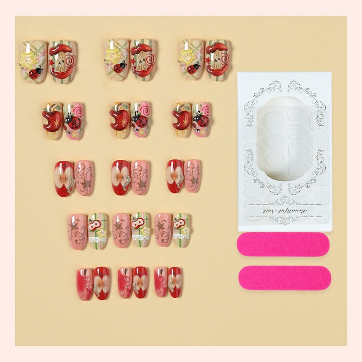 Creative nail art set with playful designs and glitter accents Bowlift