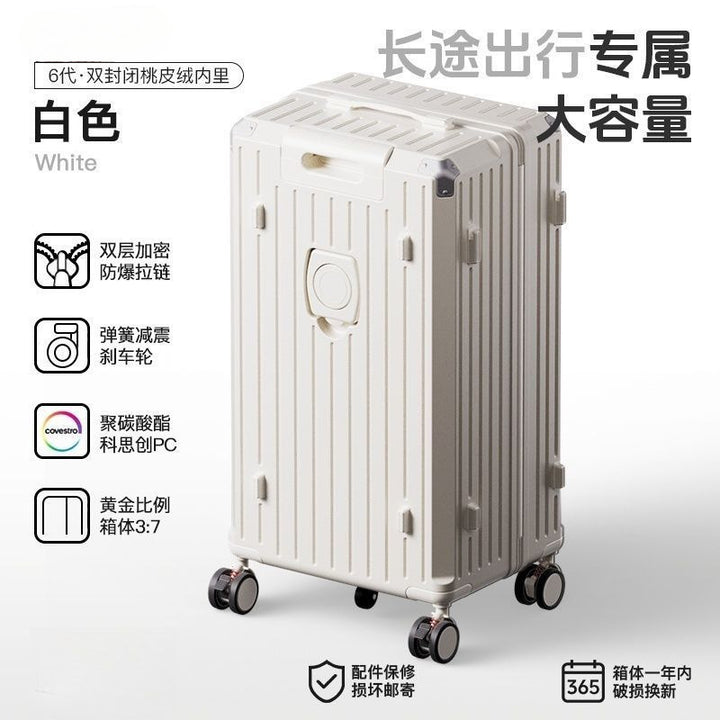 Hard-shell suitcase with extended storage space and double safety lock Bowlift