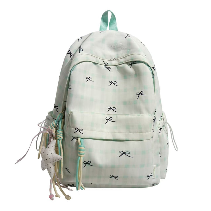 Backpack with Playful Checkered Pattern and Practical Compartments Bowlift