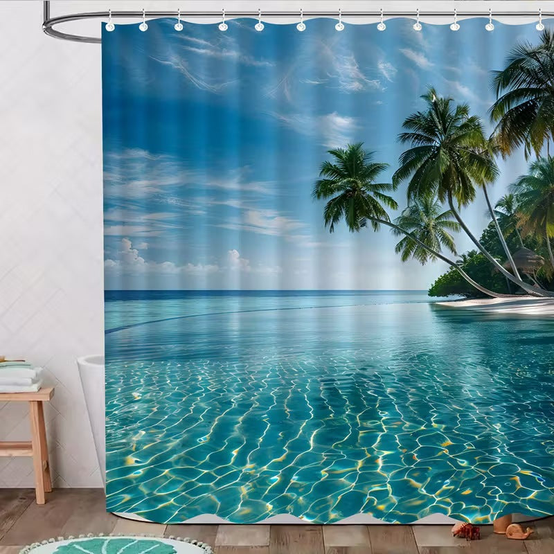Coastal Scene Shower Curtain Bowlift