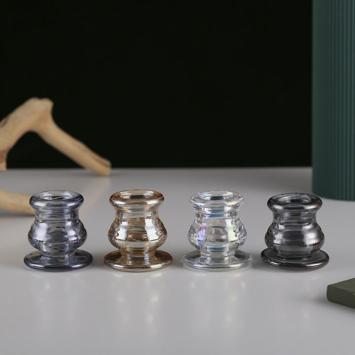Glass Taper Candle Holder with Curved Weighted Base Bowlift