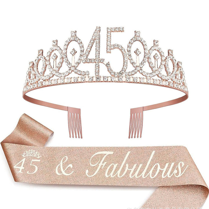 Ladies Crystal Princess Crown with 30 & Fabulous lettering Bowlift