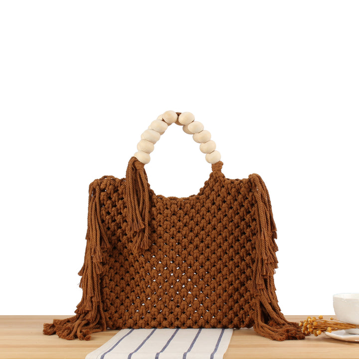 Hand-knotted tote bag with decorative fringes Bowlift