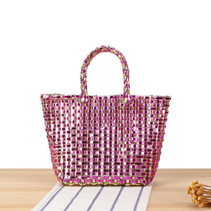 Handbag Made of Woven Natural Material with Elegant Accents Bowlift