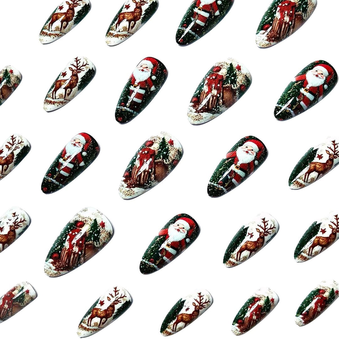Festive Reindeer and Santa Nail Art Bowlift