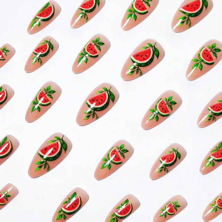 Artificial nails with cheerful melon design Bowlift