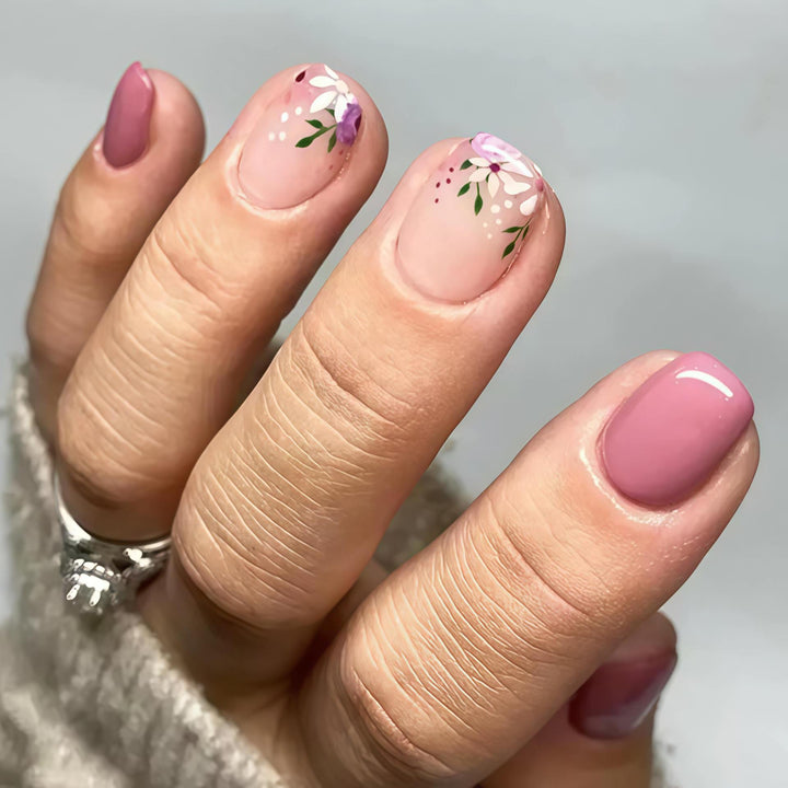 Artistic Floral Nail Design Press-On Set Bowlift