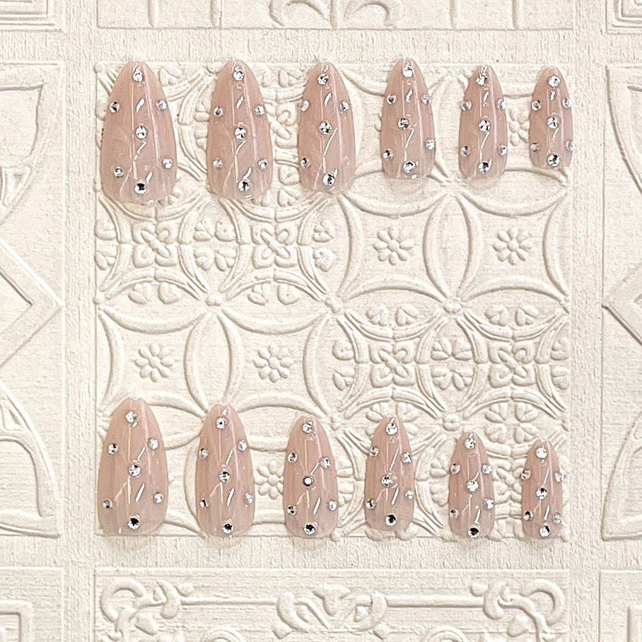 Decorative Stiletto Press-On Nails with Rhinestone Accents Bowlift