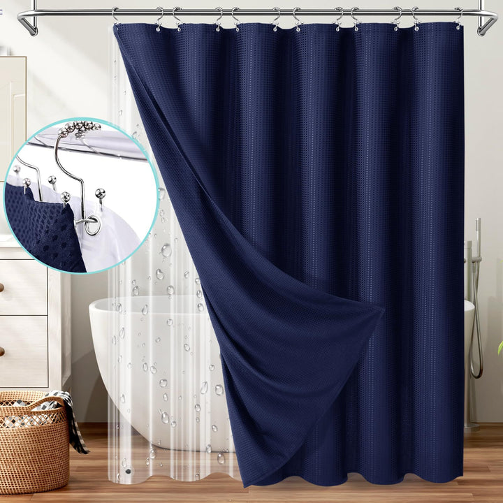 Textured Waterproof Shower Curtain Bowlift