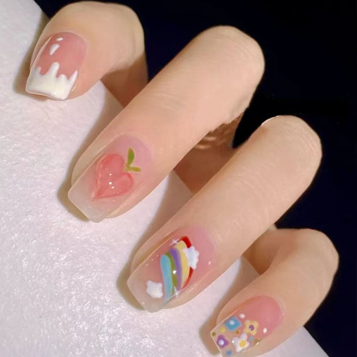 Elegant French Tip Press-On Nail Set Bowlift