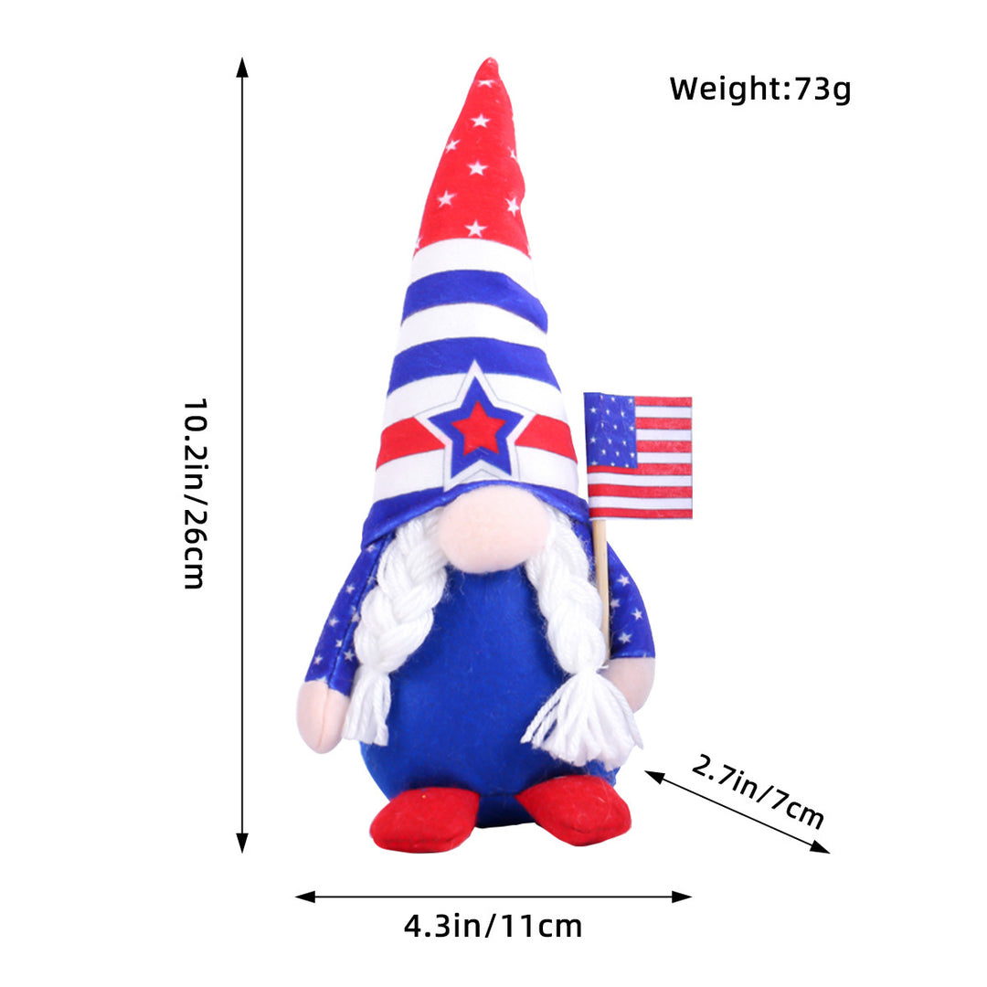Unisex nan Patriotic Americana Decorative Gnome Plush Set with Star-Spangled Hats Bowlift