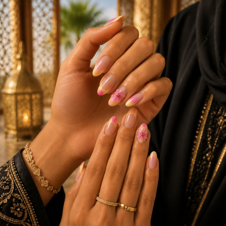 Artistic Floral Press-On Nail Set Bowlift 1787395270