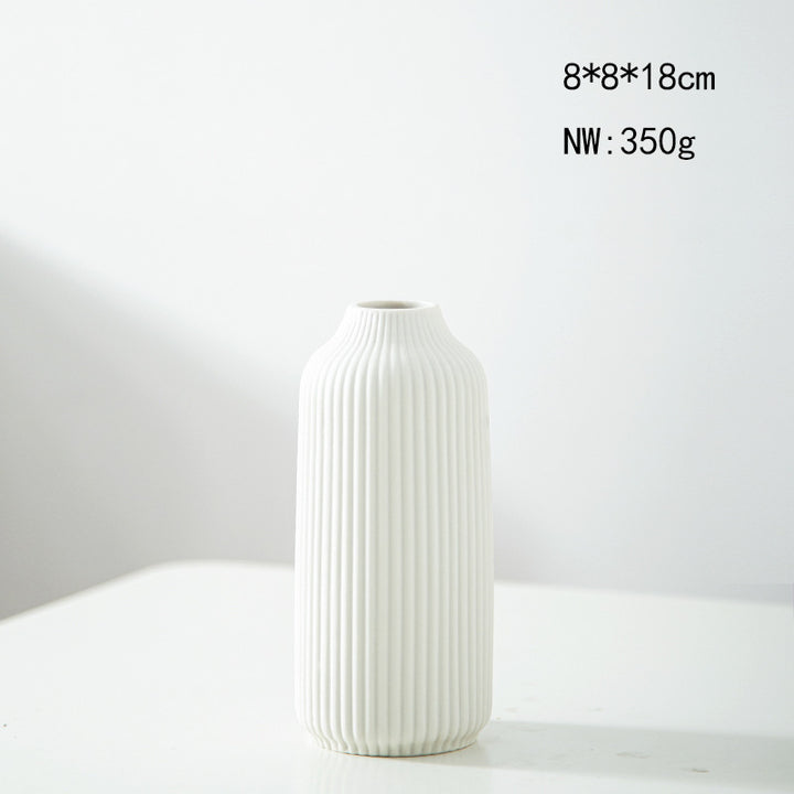 Elegant Ribbed Ceramic Decorative Vase Bowlift