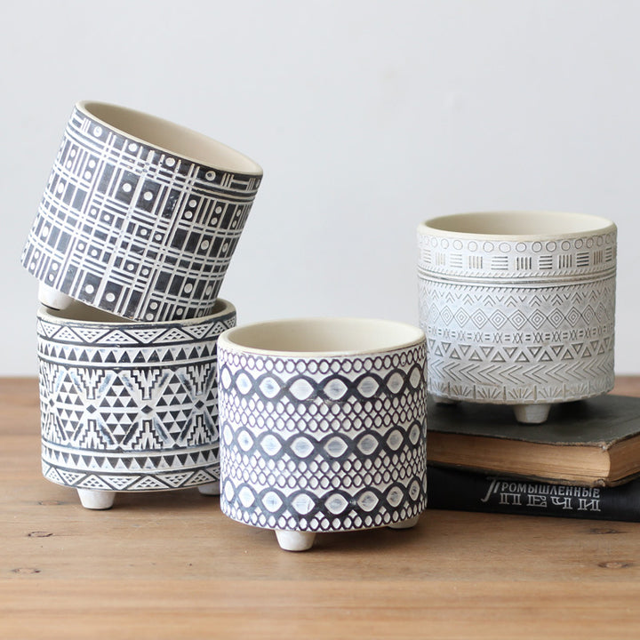 Decorative plant pot with geometric pattern Bowlift