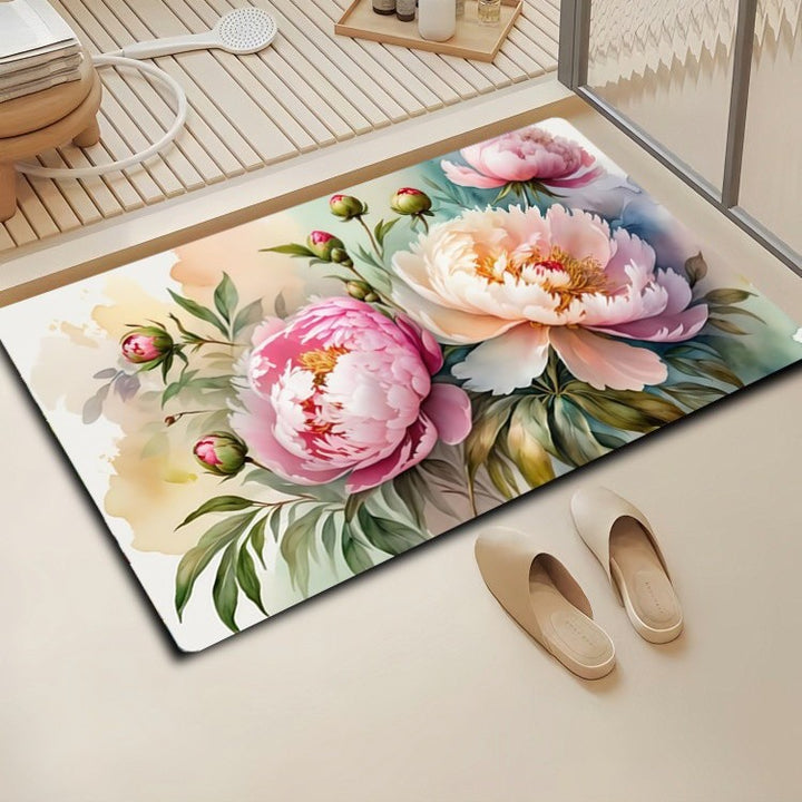 Floral Design Bath Mat Bowlift