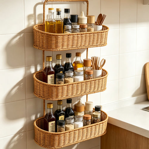 Multi-Tiered Wicker Storage Organizer Bowlift