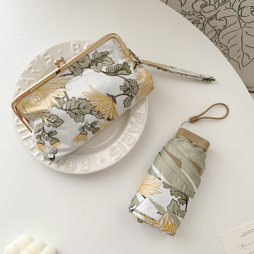 Ladies elegant folding umbrella with floral design and practical case Bowlift