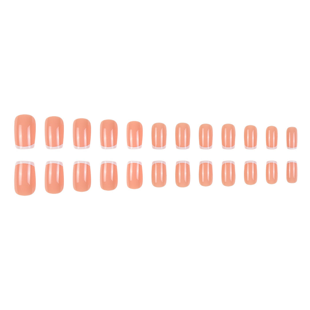 Glossy French Tip Press-On Nail Set Bowlift
