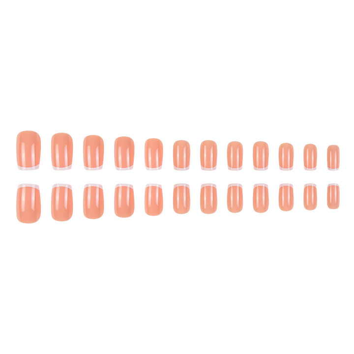 Glossy French Tip Press-On Nail Set Bowlift