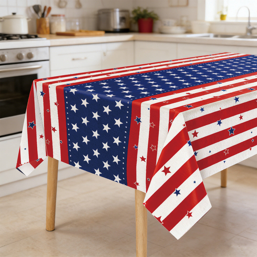 Unisex nan coated tablecloth with stars and stripes pattern, wipeable and waterproof Bowlift